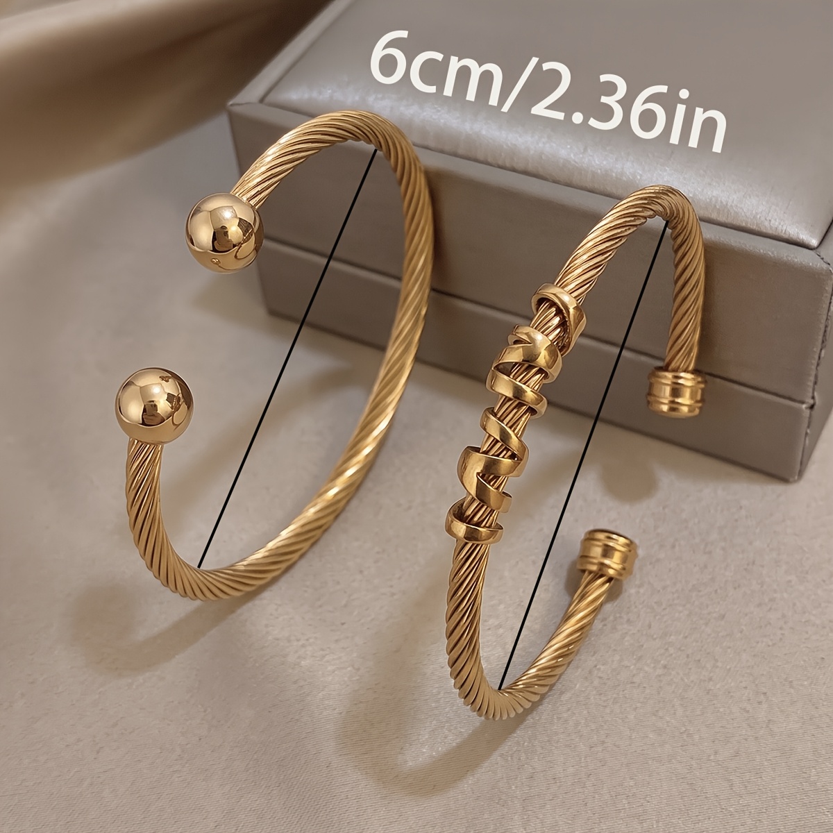 Women's Vintage 18K Gold Plated Bracelet Set, Stackable